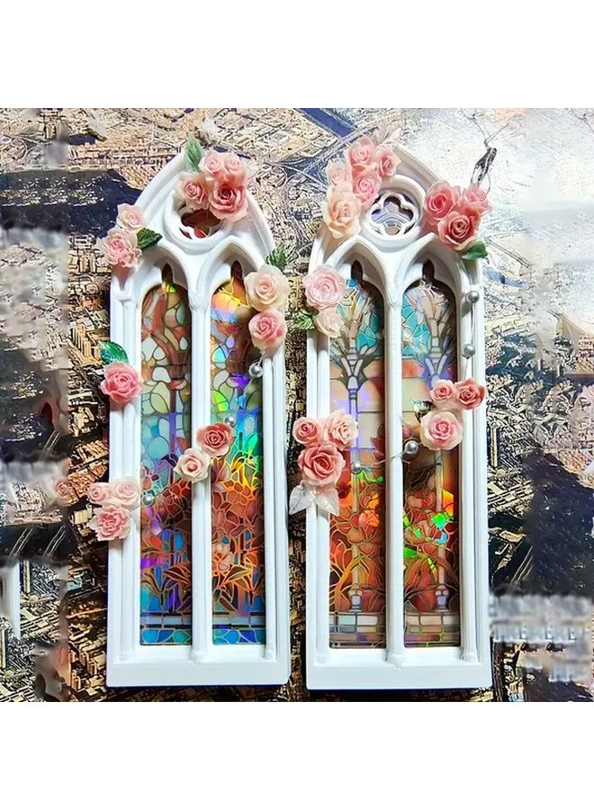 Model B Narrow Window 2pcs Black Gothic Building Model DIY Scene Props - Image 2
